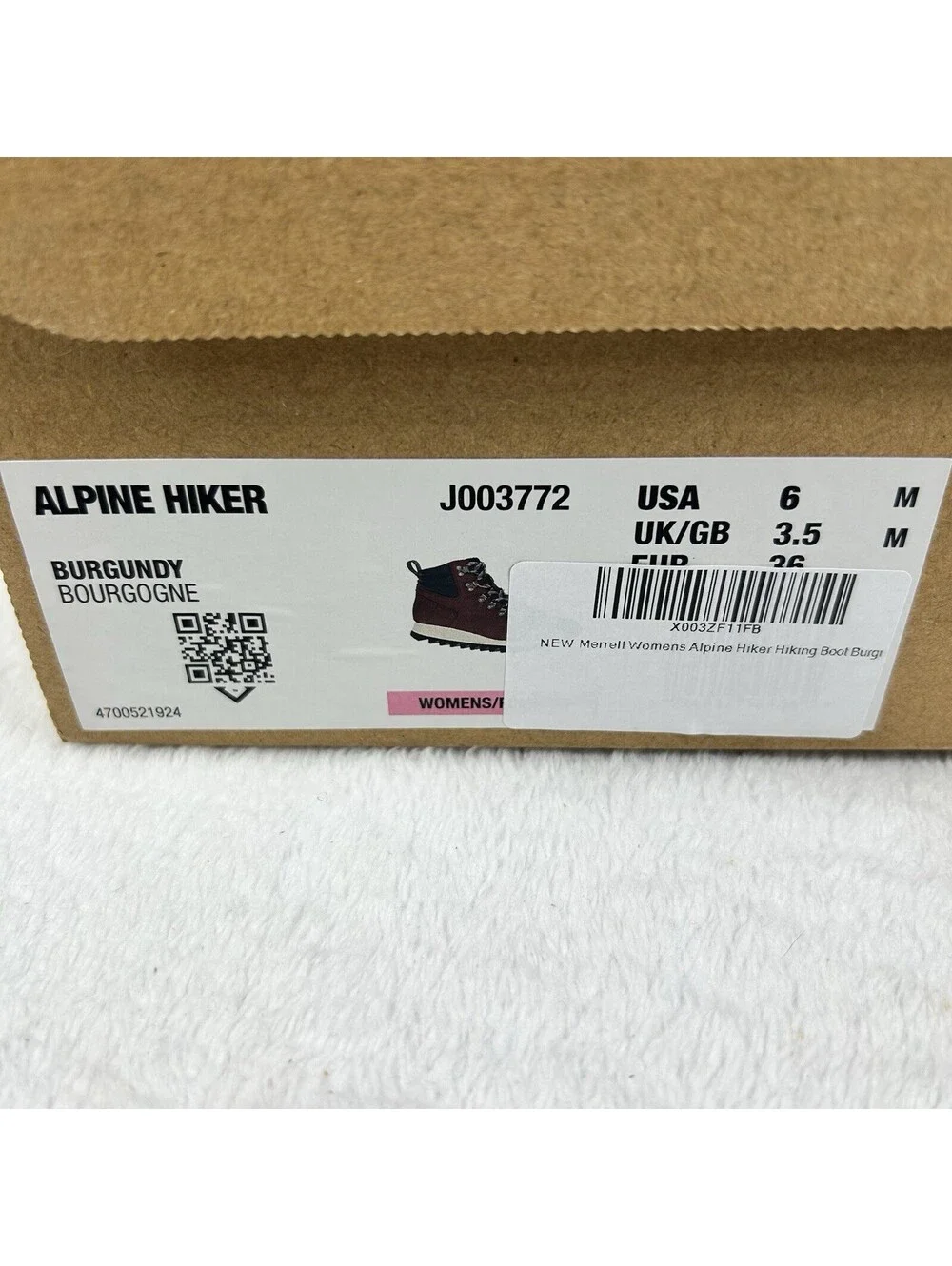 Merrell Womens Alpine Hiker Hiking Boots Size 6 Burgundy Trail Shoes J003772 New